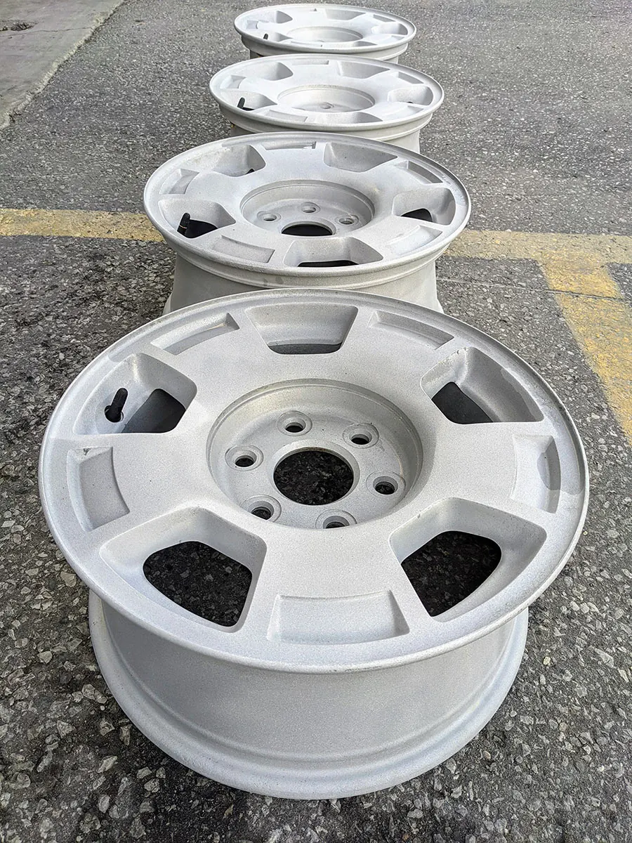 Wheel rims after abrasive blasting